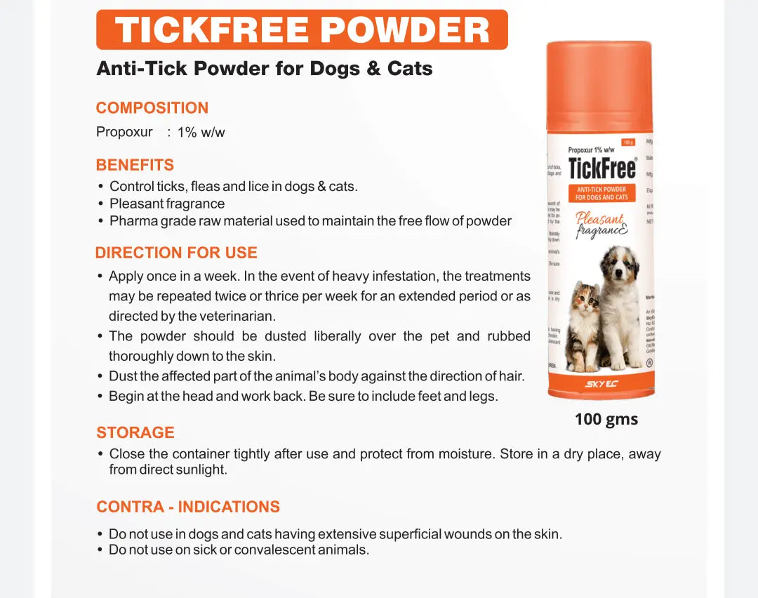SKY EC Tickfree Anti-Tick Powder for Dogs and Cats Amanpetshop