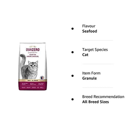 Signature Grain Zero Adult Cat Dry Food - 1.2 kg - Ocean Fish, Sardine and Mackeral | Grain, Gluten & GMO Free Grain Zero