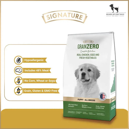 Signature Grain Zero Puppy Dog Dry Food - 12 kg - Real Chicken, Eggs and Fresh Vegetables | Grain, Gluten & GMO Free Amanpetshop-