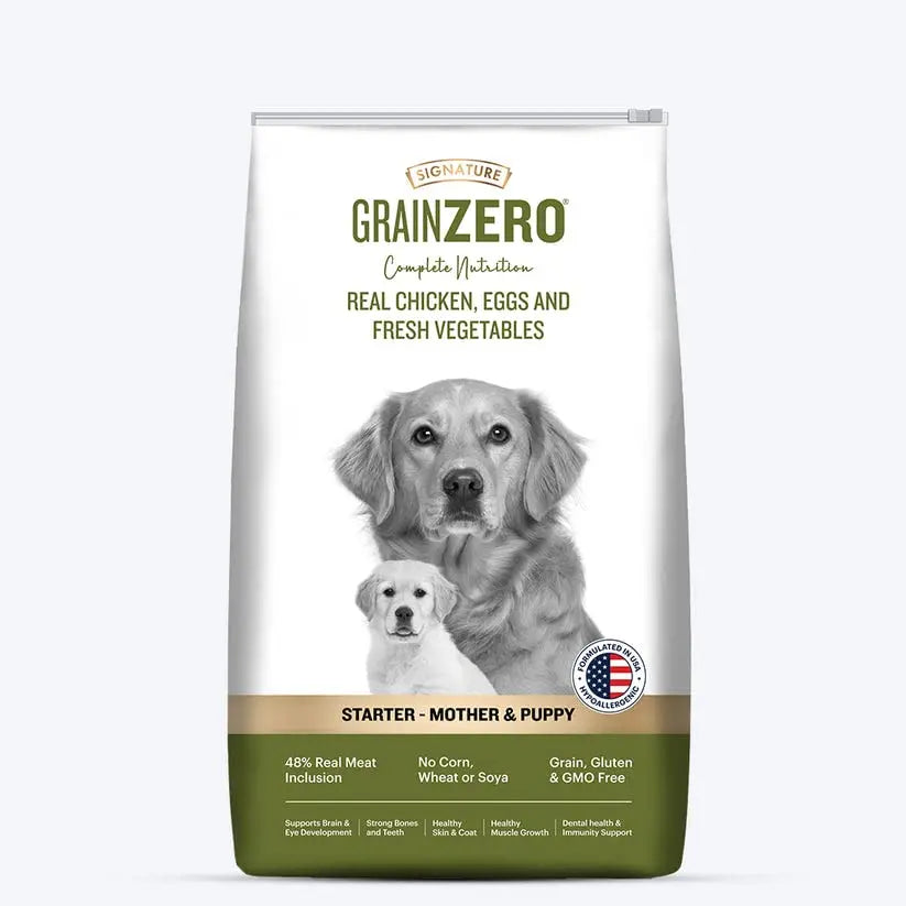 Signature Grain Zero Starter Mother & Puppy Dog Dry Food - 12 kg - Real Chicken, Eggs and Fresh Vegetables | Grain, Gluten & GMO Free Amanpetshop-