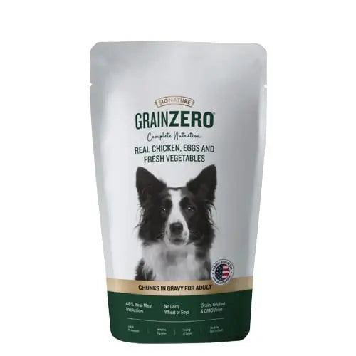 Signature Grain Zero Real Chicken, Eggs and Fresh Vegetables Chunks in Gravy Adult Dog Wet Food - 150 gm Grain Zero