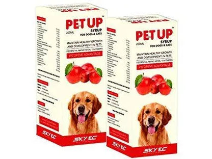 Sky EC Skycal Pet Liquid for Stronger Bones with Pet Up Multivitamin Syrup for Dogs (200 ml Each) Amanpetshop