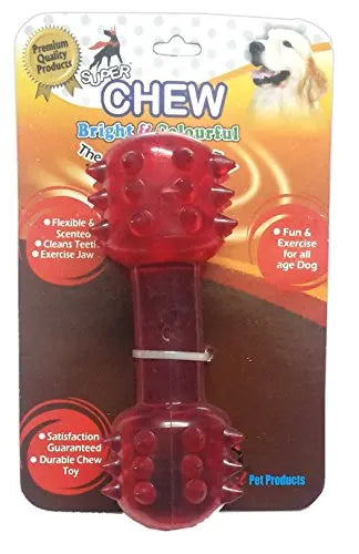 Super Dog Musical Dumbbell Chew Toy(Color May Vary) Super Dog
