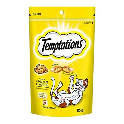 Temptations Cat Treat, Tasty Chicken Flavour - 85 g & Tuna & Medley&Salmon Amanpetshop