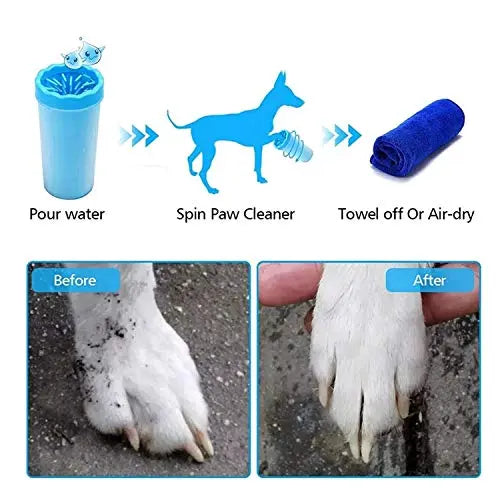 The DDS Store Dog Grooming Foot/Paw Washing Cup, Pet Paw Cleaner, Portable Dog Washer with Feet Soft Silicone Bristles Small Medium Large Dogs (Color May Vary) (Medium) THE DDS STORE