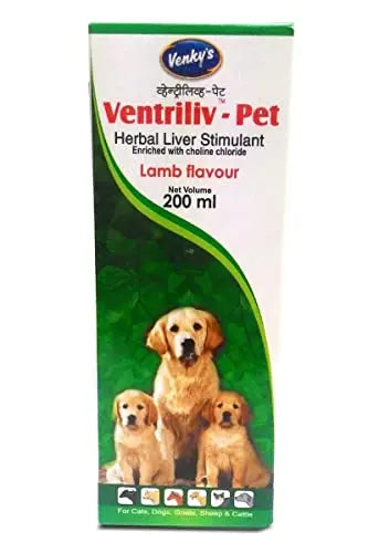 Venkys Ventriliv Herbal Liver Stimulant Supplement pet Syrup 200ml (Pack of 2) (PC - 65109) Amanpetshop-