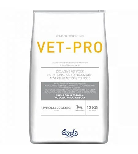 Vet-pro Hypoallergenic Dog Food 12kg for Dogs with Adverse Reactions to Food Amanpetshop-