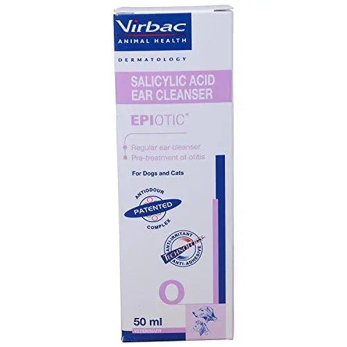 Virbac Epiotic Salicylic Acid Ear Cleanser, 50 ml, pack of 2 Amanpetshop