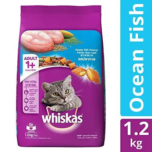 Whiskas Adult Dry Cat Food, Ocean Fish flavour  1.2 kg Pack Amanpetshop-