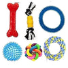 adidog Dog Chew Toys Combo of 6pcs Toys Rainbow Ball, Teether, 2 Knot Rope, Led Ball, Dumble Teether & Latex Toys Dog Toys & Puppy Toys (Color May Vary) PSK PET MART