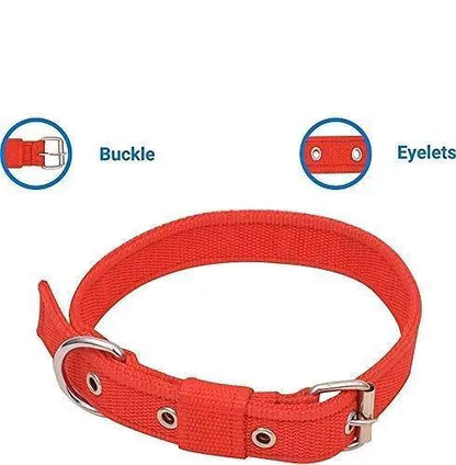 adidog Dog Neck Collar Belts and Leash Set (Red Color, Waterproof, Medium, Leash Size 1.5M-2M) Amanpetshop